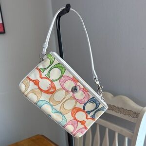 Coach multicolor scribble c wristlet